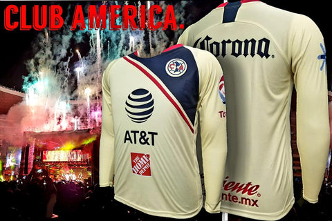 Club America Yellow Amarillo Home Long Sleeve Jersey Men Regular Fit 2018-2019