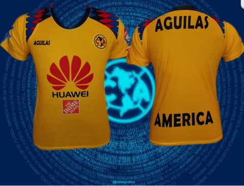 Club America Aguilas Men's Amarillo Yellow Home Jersey Regular Fit